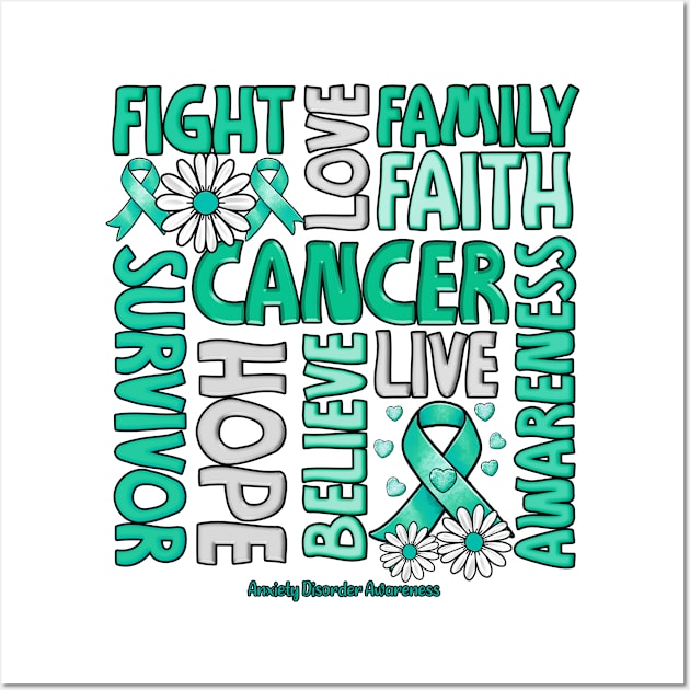 Anxiety Disorder Awareness - Fight love survivor ribbon Wall Art by JerryCompton5879